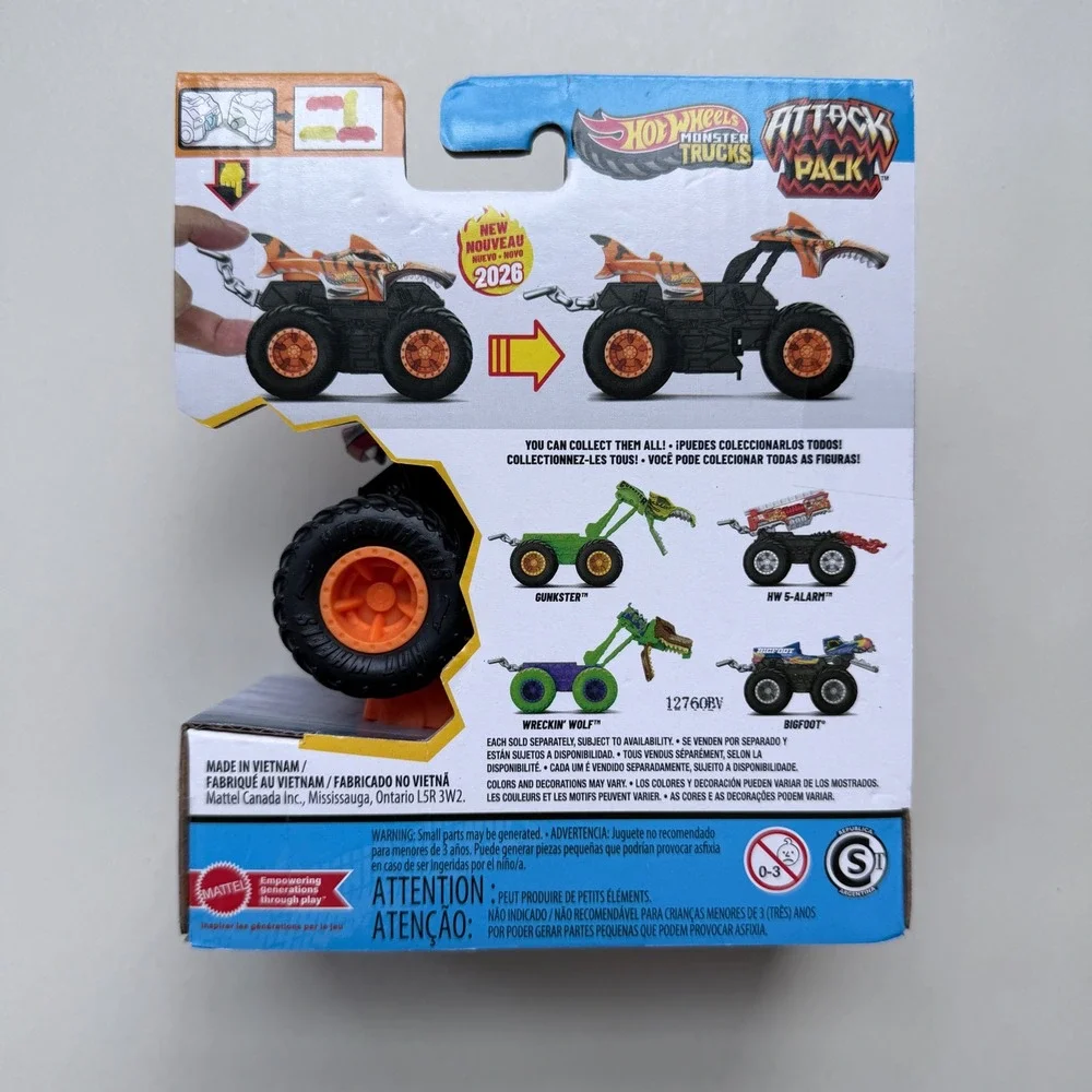 Hot Wheels Monster Trucks Attack Pack HW Tiger Shark 2026 Mattel New